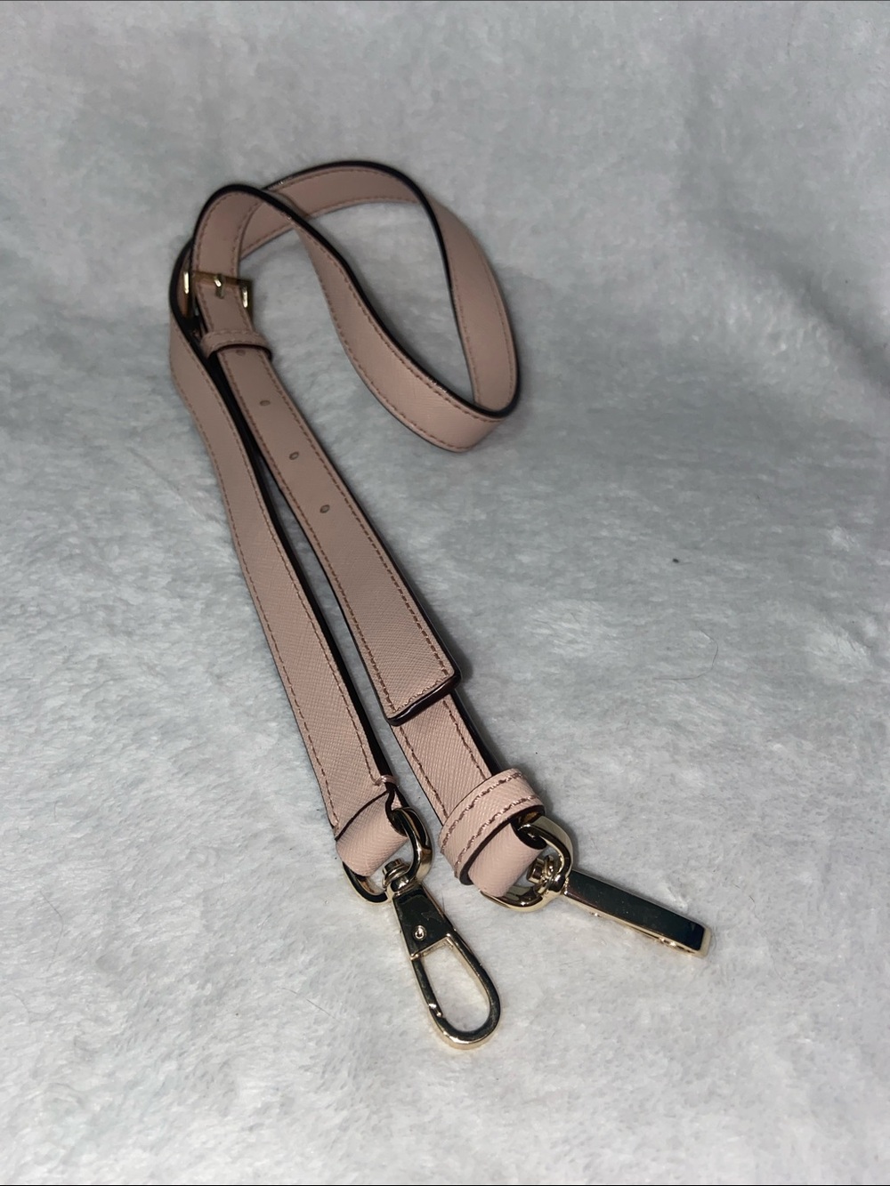 Leather Crossbody Strap in Blush Pink with Gold Hardware